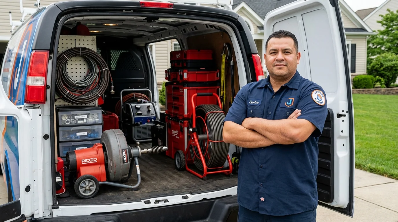 Professional drain cleaning equipment and Johns Plumbing LLC plumber in Sturgis