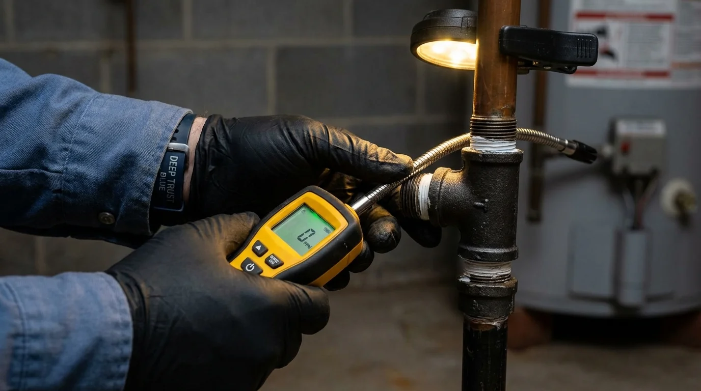 Gas leak detection with electronic sniffer by Johns Plumbing LLC in Sturgis