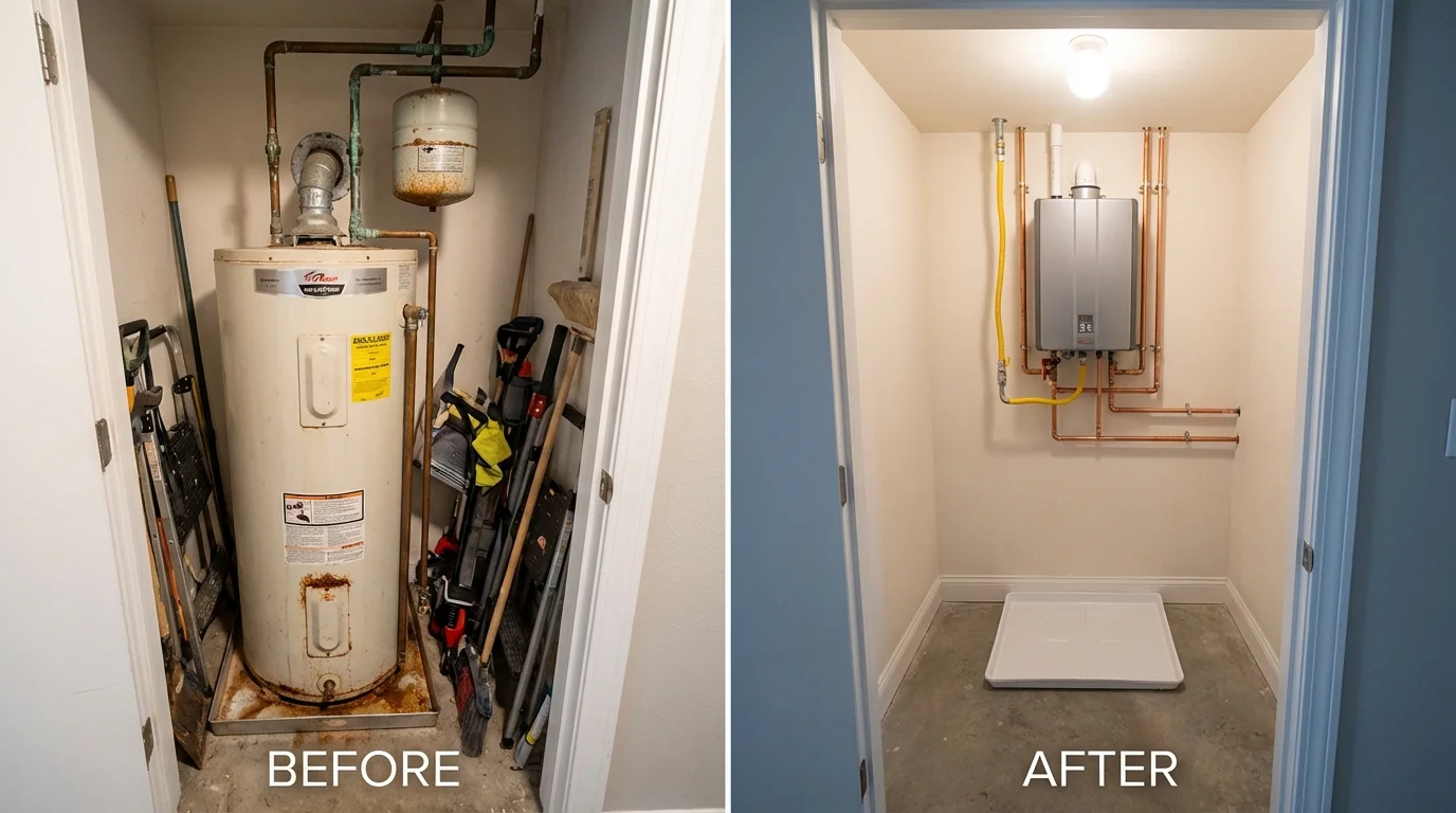 Tank water heater versus wall-mounted tankless unit comparison for Sturgis, KY homeowners