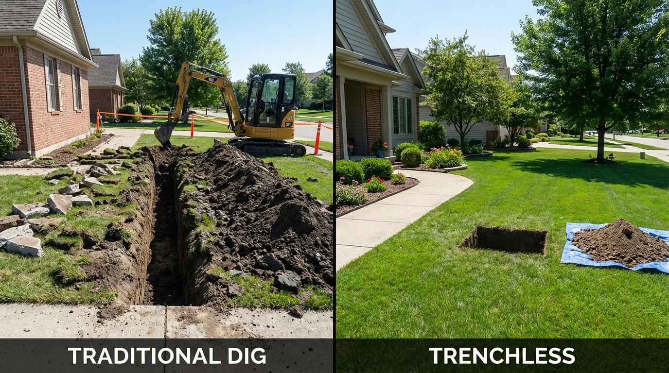 Trenchless sewer repair with minimal yard damage versus traditional excavation in Sturgis, KY